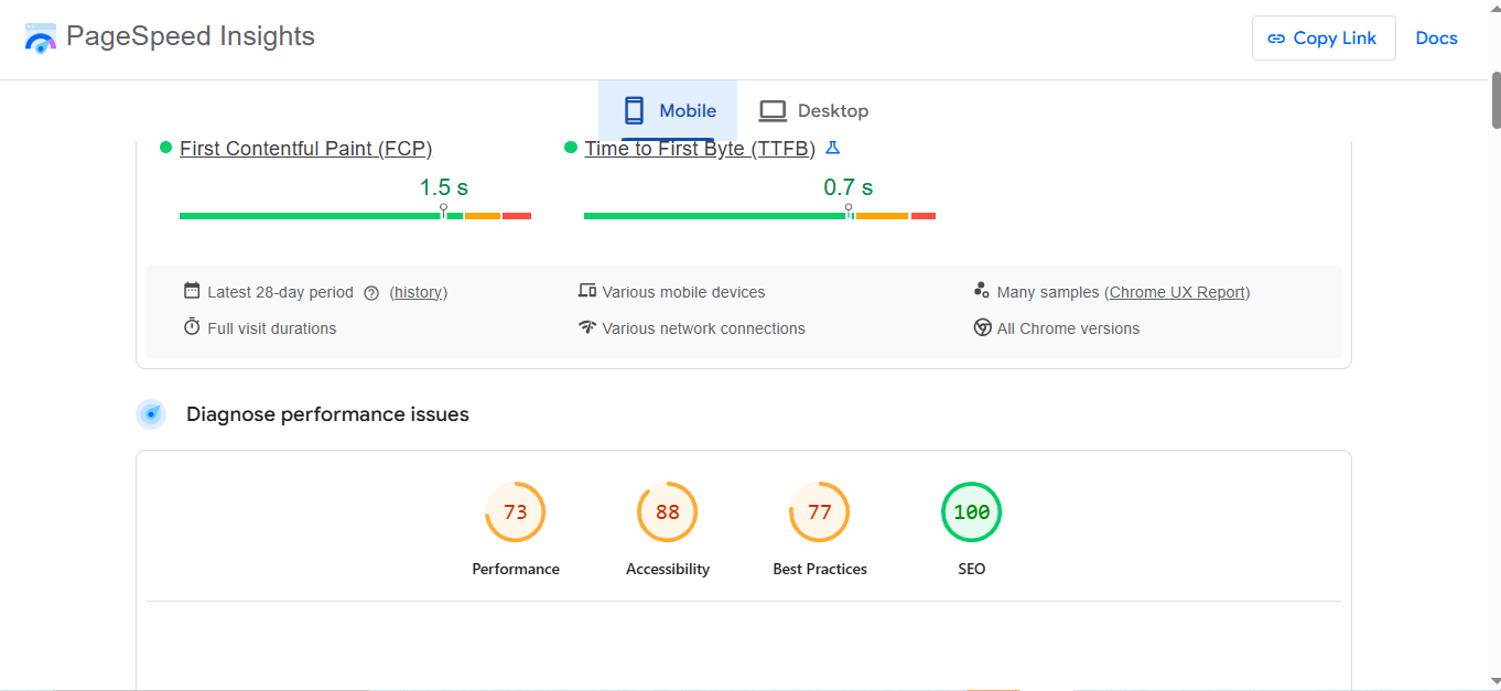 WordPress speed testing tools - measure optimization success with PageSpeed